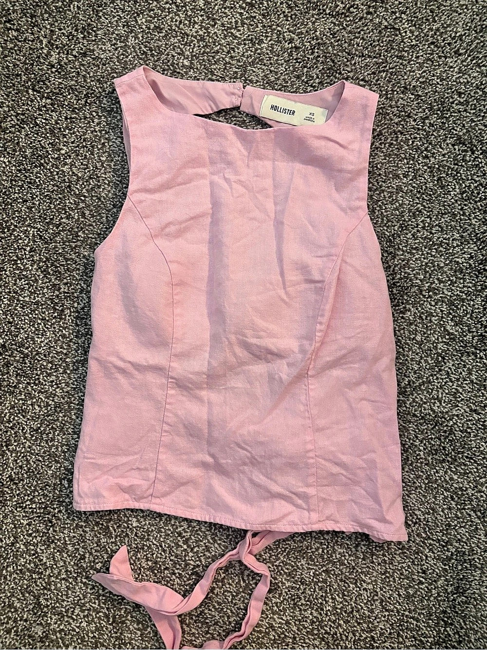 Hollister Linen-Blend Open-Back Top Pink XS
